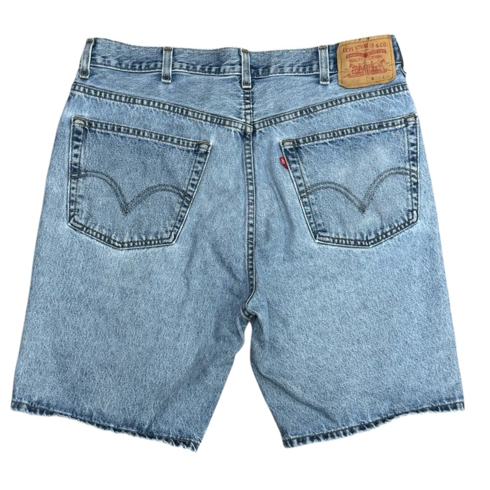 Vintage 90s Levi's 505 Blue Light Wash Distressed Men's Denim Jean Shorts 38